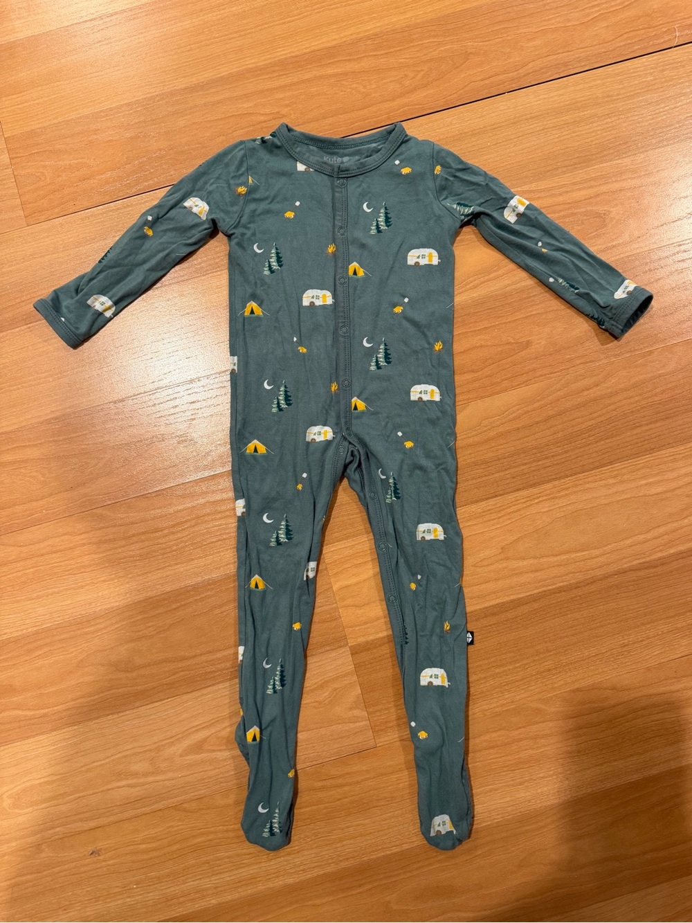 Kyte Baby "Camping" Footie Onesie 12-18 months SOLD OUT Hunter Green